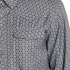 Men's Rock & Roll Denim Tek Geo Print LS Shirt