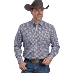 Men's Roper Blue Geo Print LS Snap Shirt