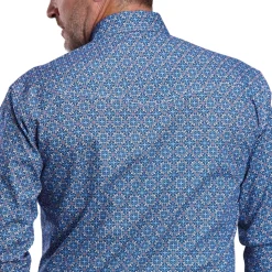 Men's Roper Blue Tile Print LS Snap Shirt