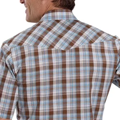 Men's Roper Brown Plaid SS Snap Shirt