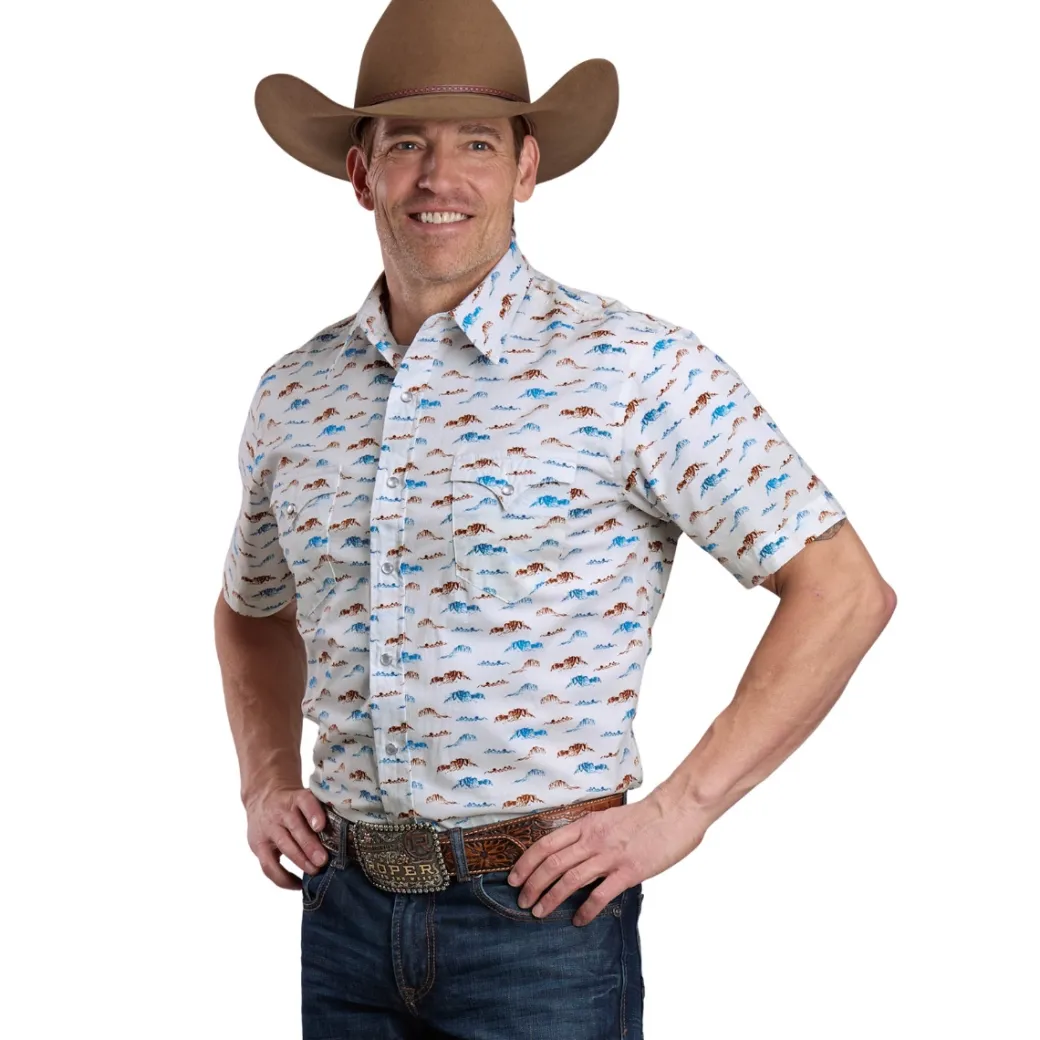Men's Roper Desert Cliffs Print SS Snap Shirt