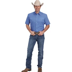 Men's Roper Stretch Blue Check SS Shirt