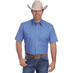 Men's Roper Stretch Blue Check SS Shirt