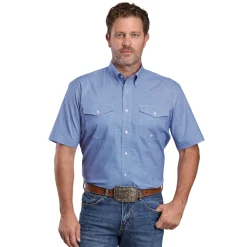 Men's Roper Stretch Blue Mini Check SS Shirt