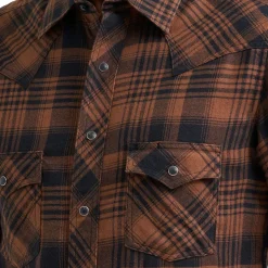 Men's Wrangler Retro Brown Plaid Flannel Shirt