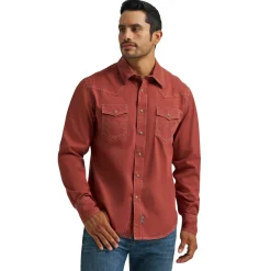 Men's Wrangler Retro Premium Clay Red Snap Shirt