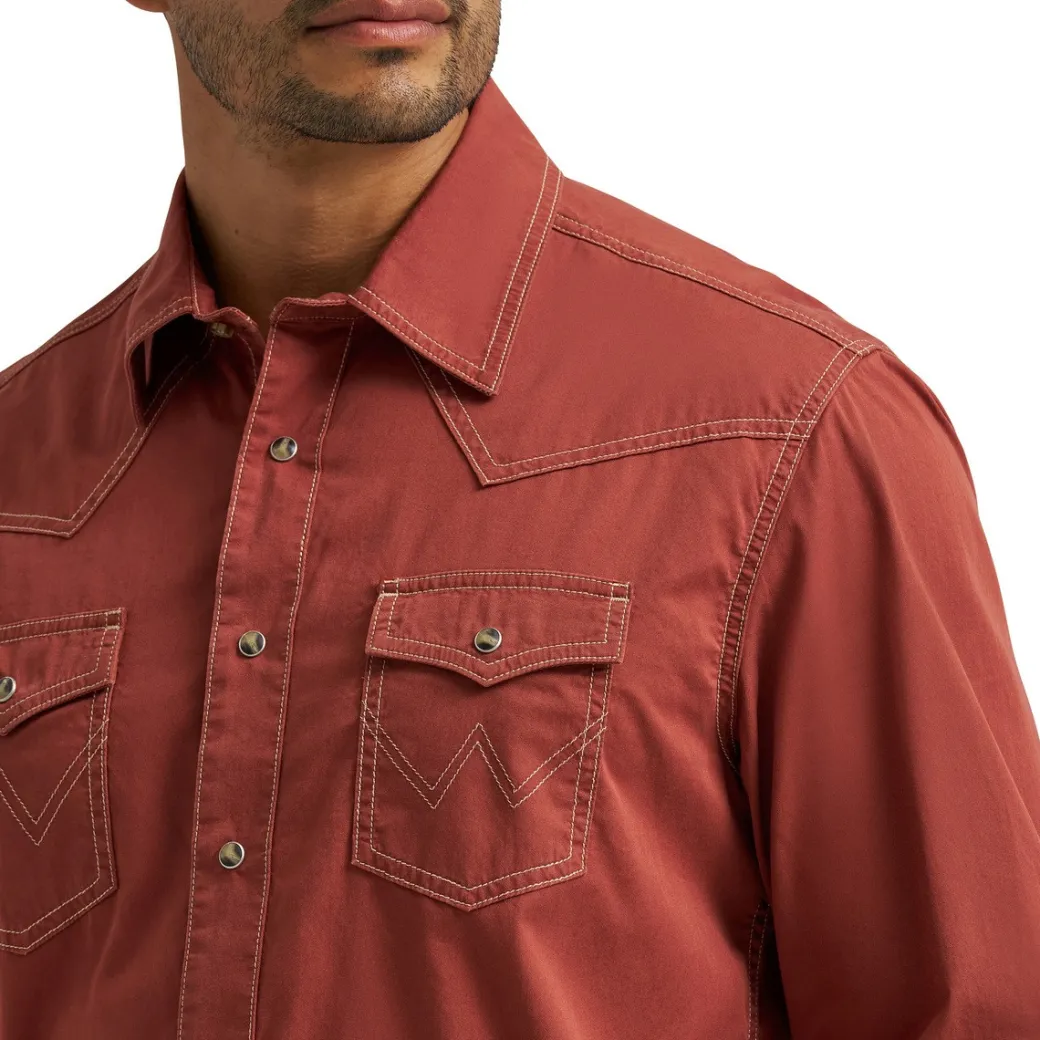 Men's Wrangler Retro Premium Clay Red Snap Shirt