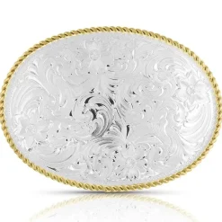 Montana Silversmiths Small 2-Tone Engraved Buckle