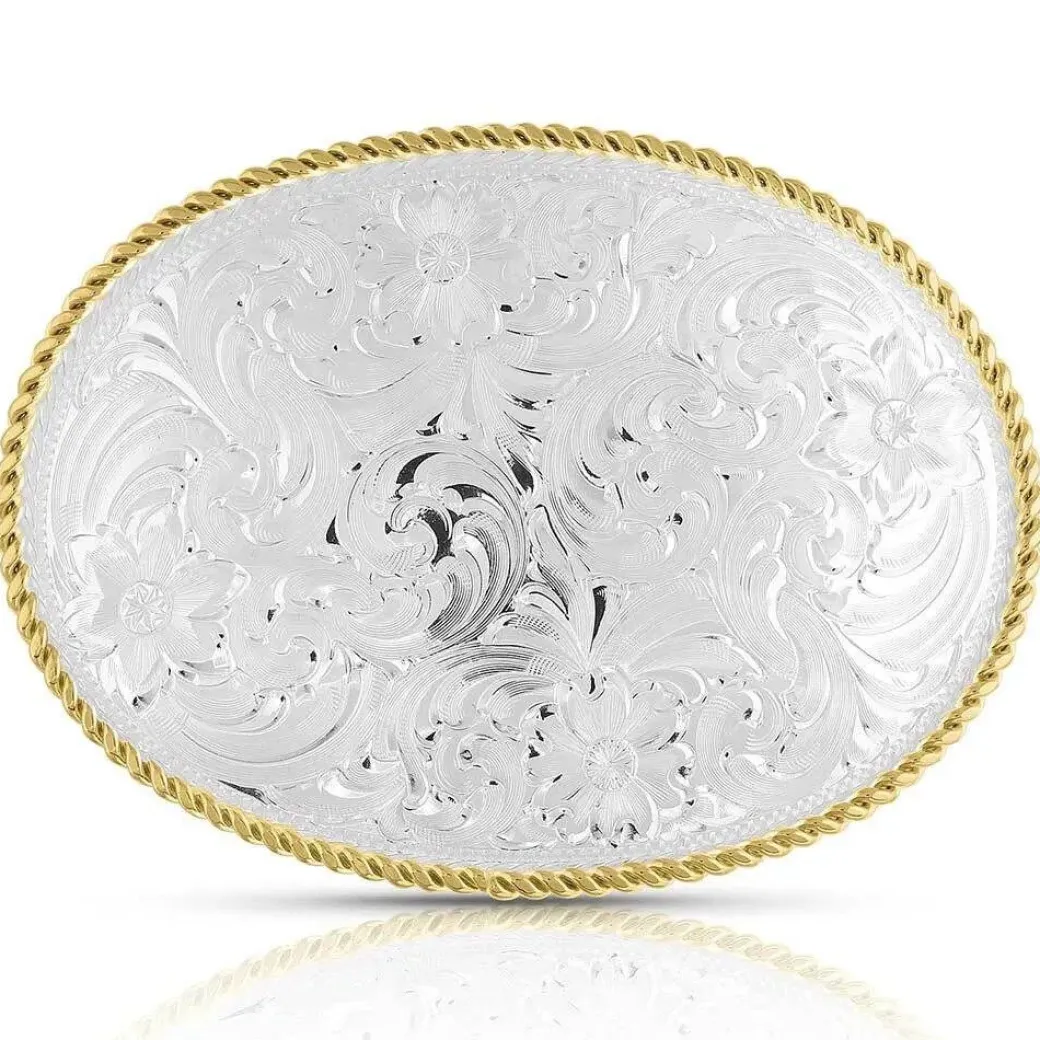 Montana Silversmiths Small 2-Tone Engraved Buckle