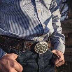 Montana Silversmiths Small 2-Tone Engraved Buckle