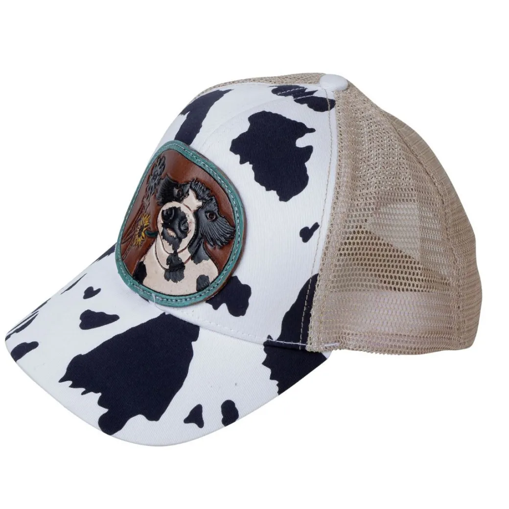 Myra Cow Theme Leather Patch Caps