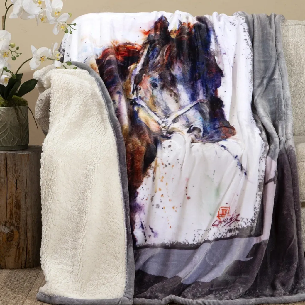 Pancho Horse Plush Sherpa Throw Blanket