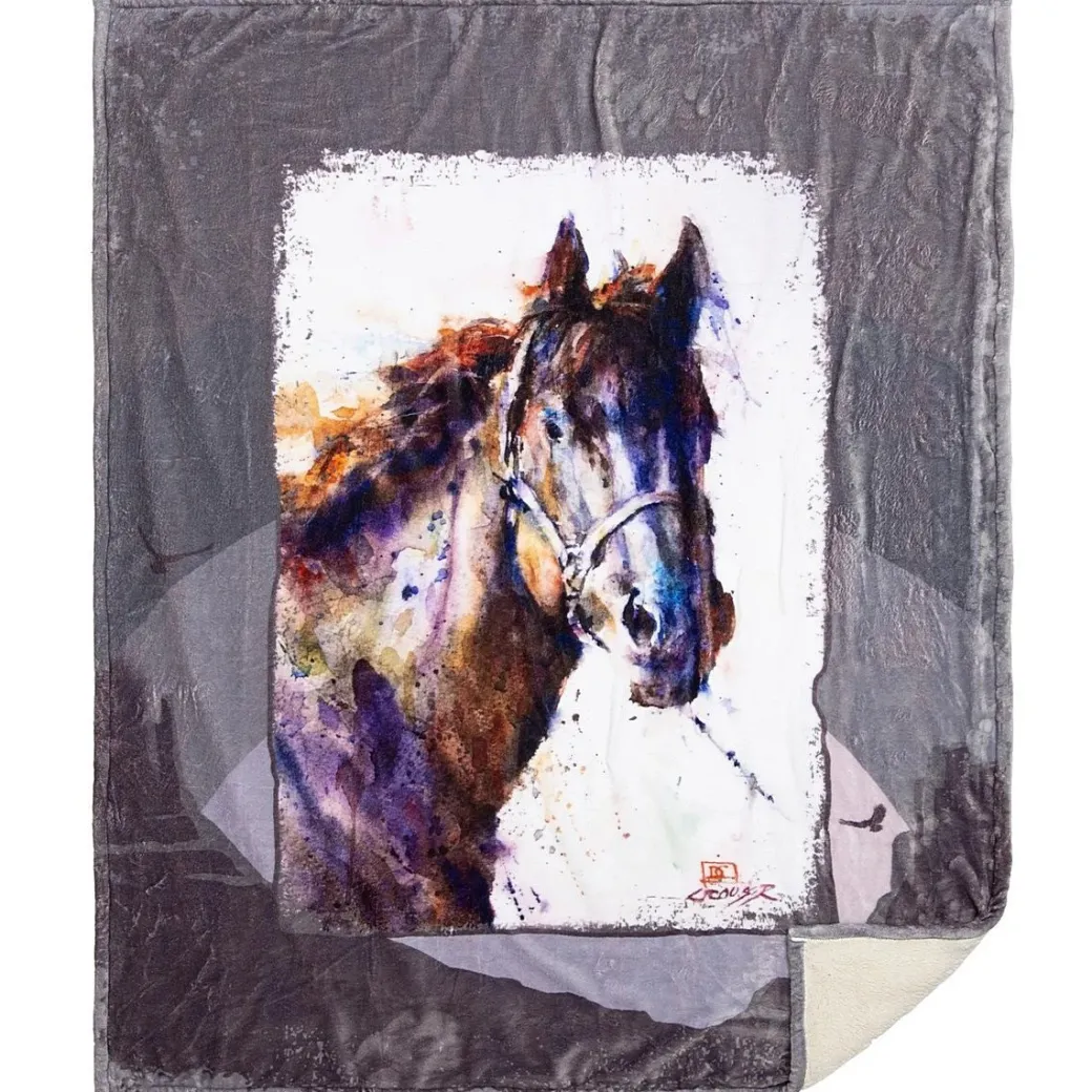 Pancho Horse Plush Sherpa Throw Blanket
