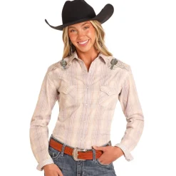 Panhandle Cactus Yoke Plaid Snap Shirt