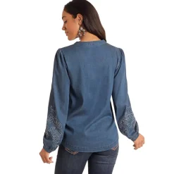 Panhandle Embroidered Chambray Blouse