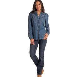 Panhandle Embroidered Chambray Blouse