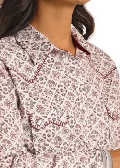 Panhandle Maroon Bandana Print Snap Shirt