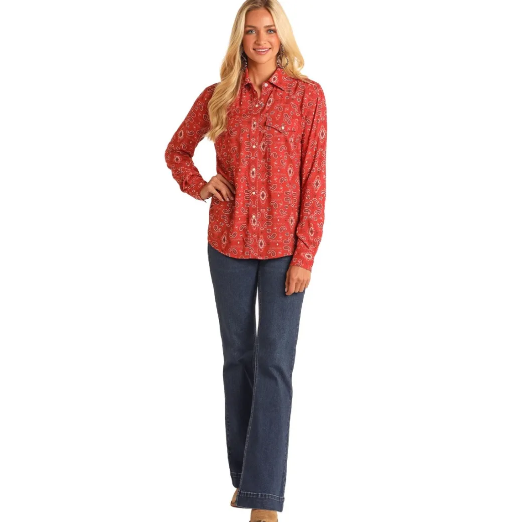 Panhandle Red Bandana Print Rayon Shirt