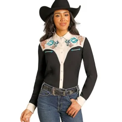 Panhandle Retro Embroidered Cacti Shirt
