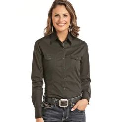 Panhandle Solid Black LS Snap Shirt