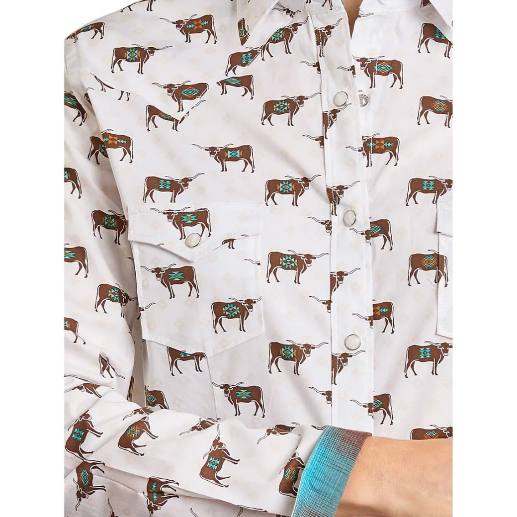 Panhandle Steer Print LS Snap Shirt