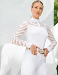 Pikeur Mesh Stripe Long Sleeve Show Shirt