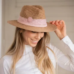 Pénélope Beige & Pink Raffia Hat