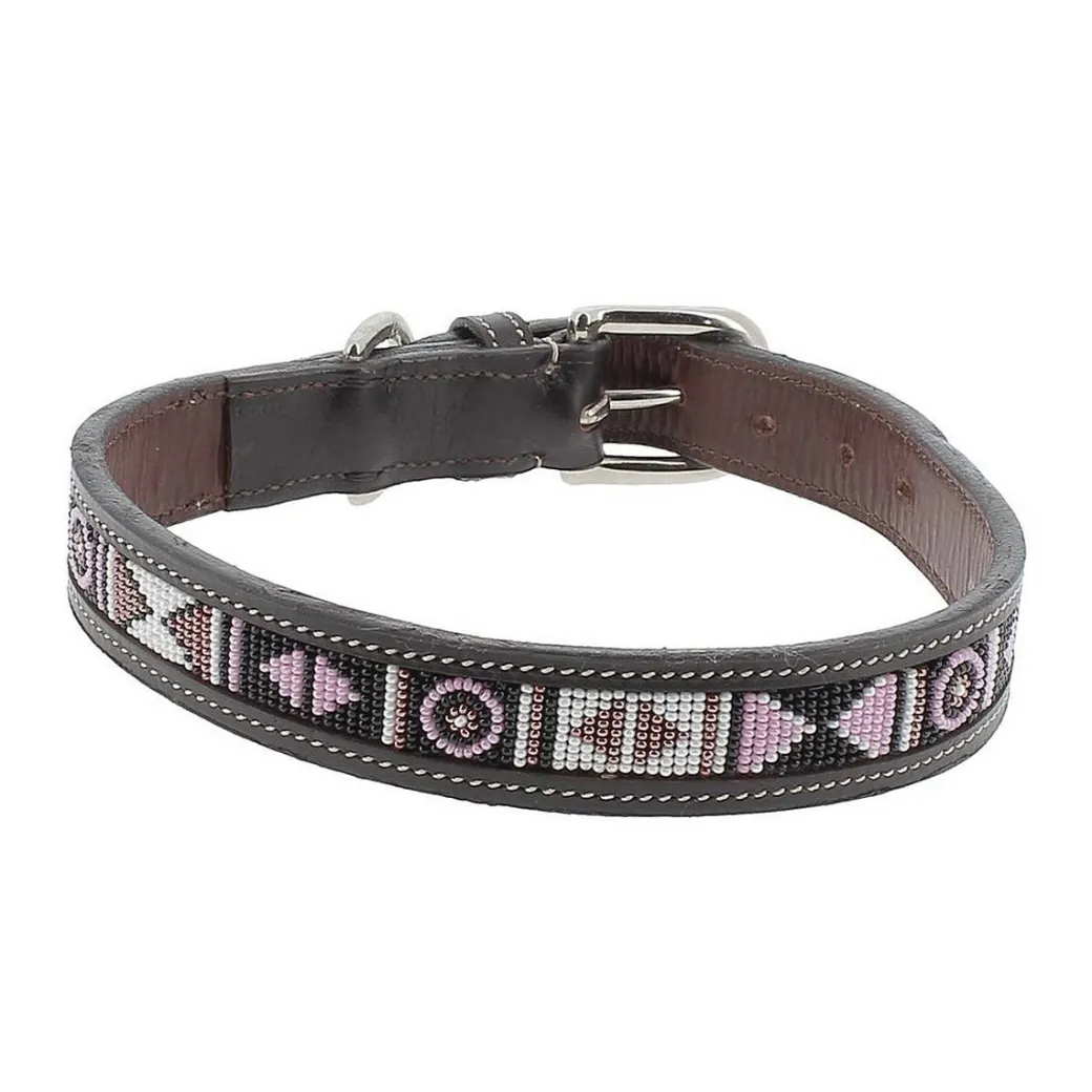 Pénélope Pearl Leather Dog Collar