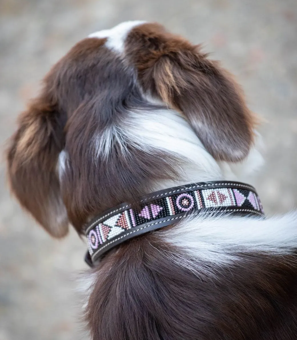 Pénélope Pearl Leather Dog Collar