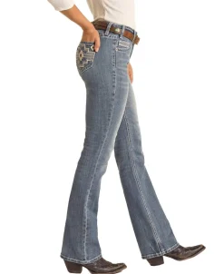 Rock & Roll Denim Aztec Embroidered Jeans