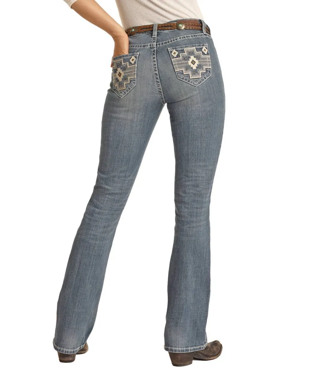 Rock & Roll Denim Aztec Embroidered Jeans