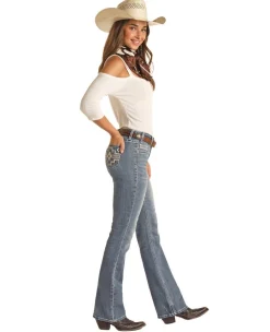 Rock & Roll Denim Aztec Embroidered Jeans