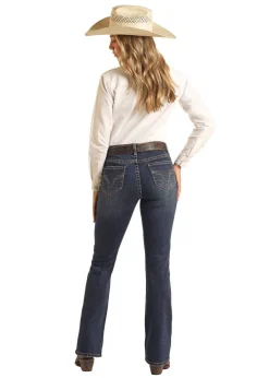 Rock & Roll Denim Blue Embroidery Jeans