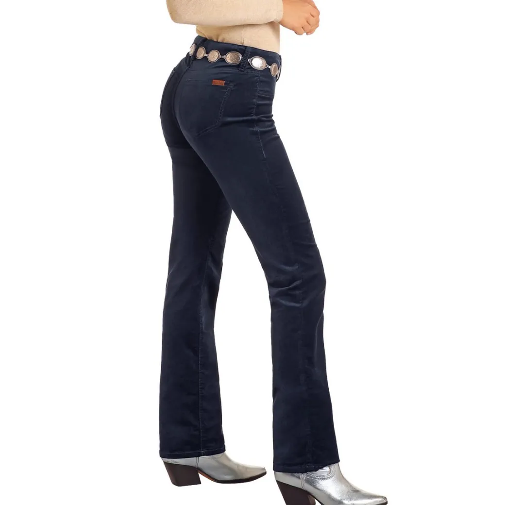 Rock & Roll Denim Blue Velvet Bootcut Jeans