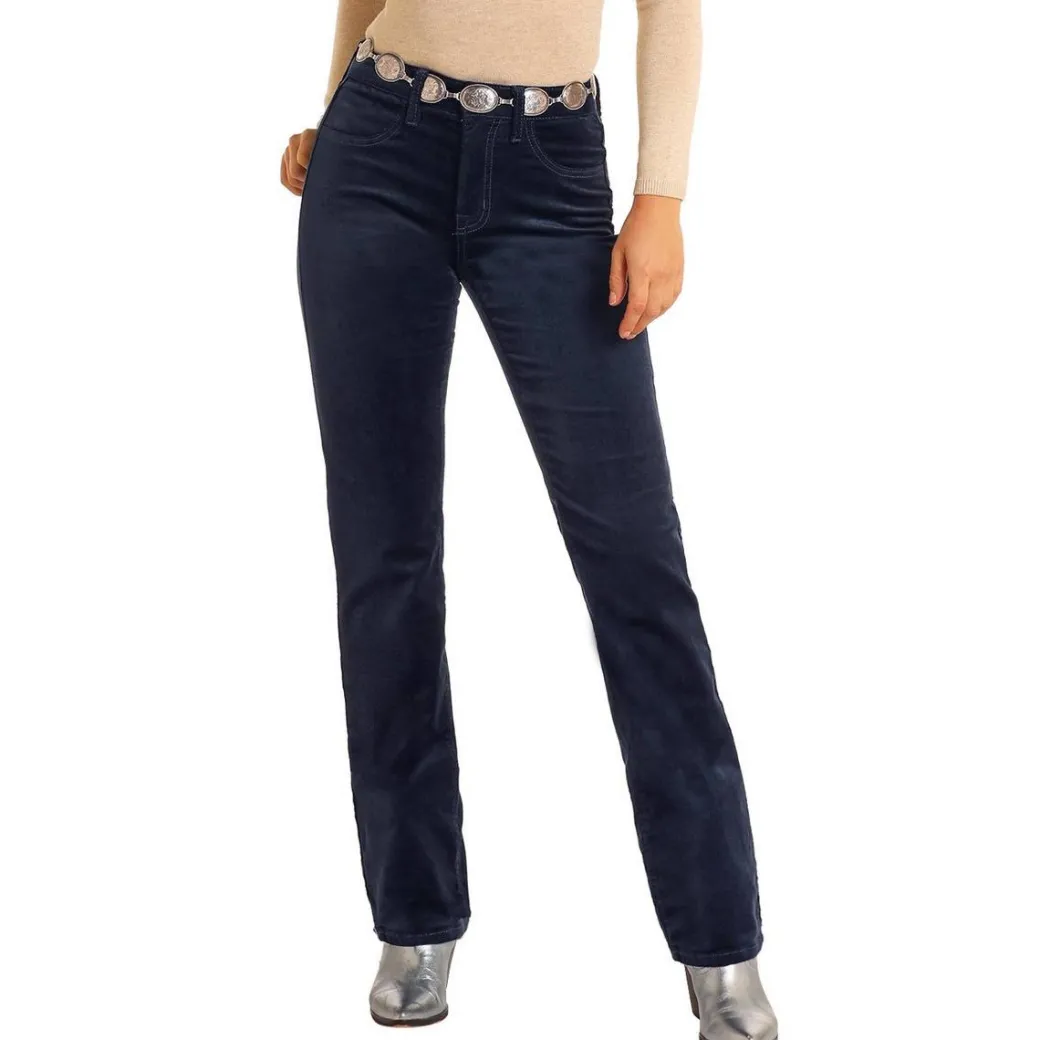 Rock & Roll Denim Blue Velvet Bootcut Jeans