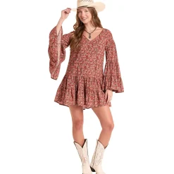 Rock & Roll Denim Flare Sleeve Dress