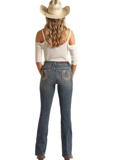 Rock & Roll Denim Horseshoe Embroidery Jeans