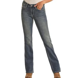 Rock & Roll Denim Horseshoe Embroidery Jeans