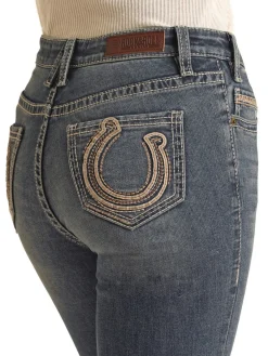 Rock & Roll Denim Horseshoe Embroidery Jeans
