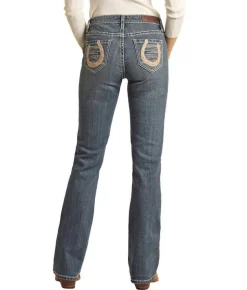 Rock & Roll Denim Horseshoe Mid Rise Bootcut Jeans