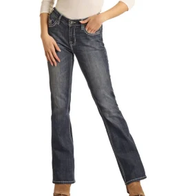 Rock & Roll Denim Horseshoe Mid Rise Bootcut Jeans