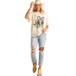 Rock & Roll Denim Horses Oversized Tee