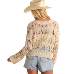 Rock & Roll Denim Open Knit Sweater