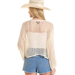 Rock & Roll Denim Open Weave Sweater
