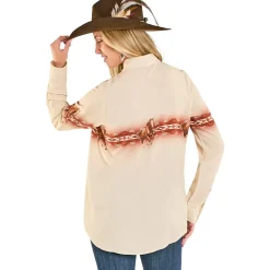 Rock & Roll Denim Oversized Border Print Shirt