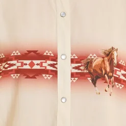 Rock & Roll Denim Oversized Border Print Shirt