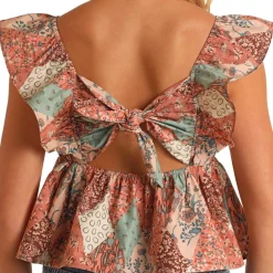 Rock & Roll Denim Patchwork Flutter Tank