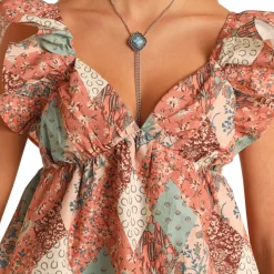 Rock & Roll Denim Patchwork Flutter Tank