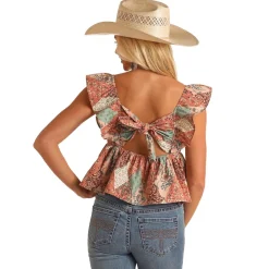 Rock & Roll Denim Patchwork Flutter Tank