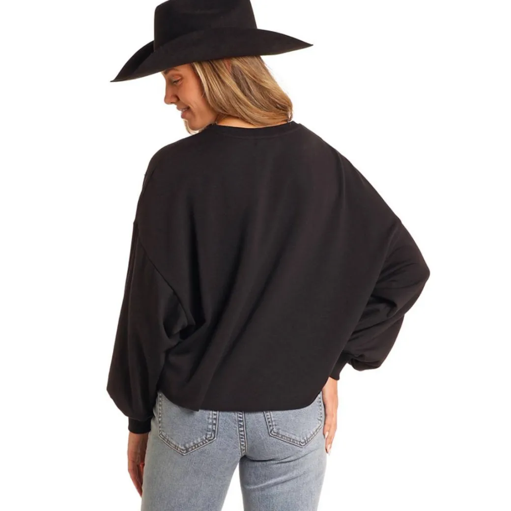 Rock & Roll Denim Rhinestone Pullover